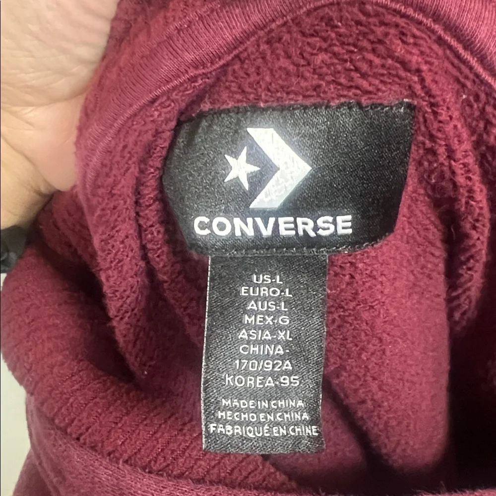 Converse Kids Maroon Red Hoodie Sweatshirt‎ Thick Cozy Warm Girls Size Large